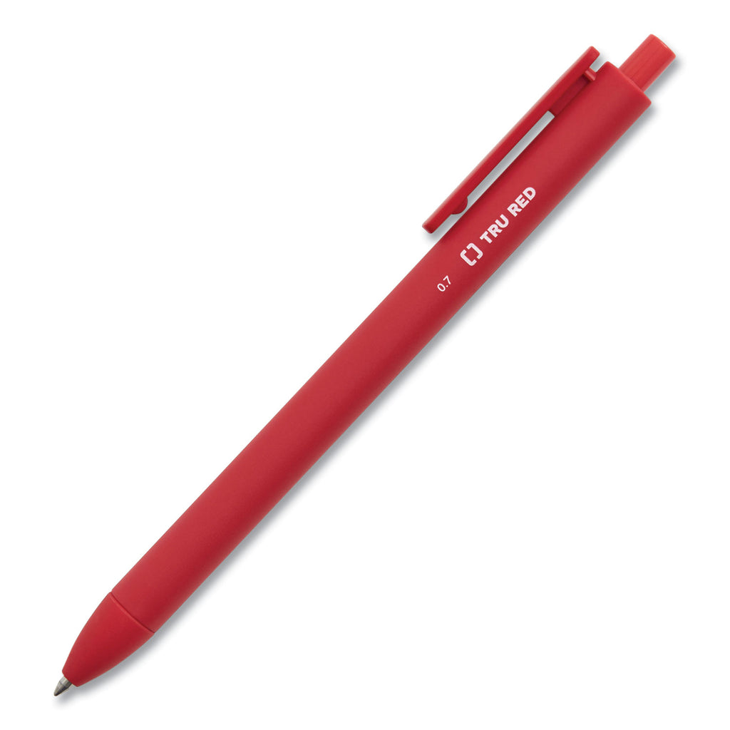 Quick Dry Gel Pen, Retractable, Medium 0.7 mm, Red Ink, Red Barrel, Dozen