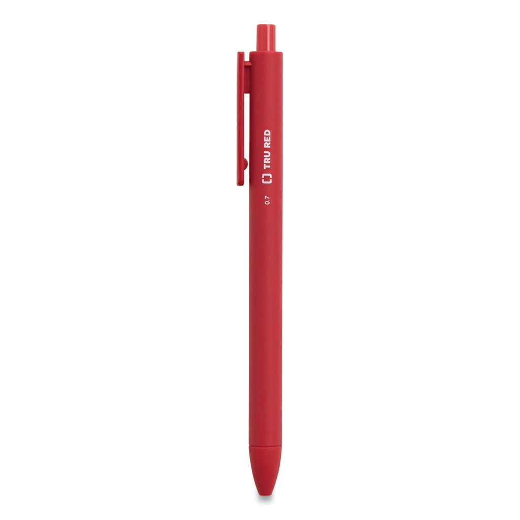 Quick Dry Gel Pen, Retractable, Medium 0.7 mm, Red Ink, Red Barrel, Dozen