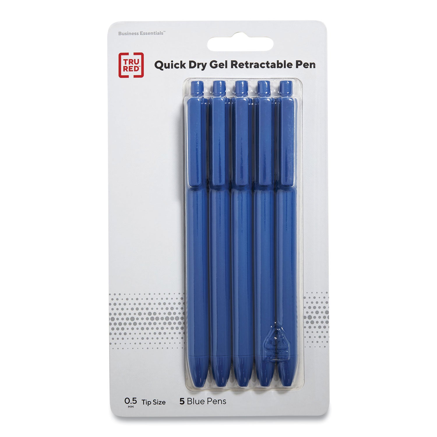 Quick Dry Gel Pen, Retractable, Fine 0.5 mm, Blue Ink, Blue Barrel, 5/Pack