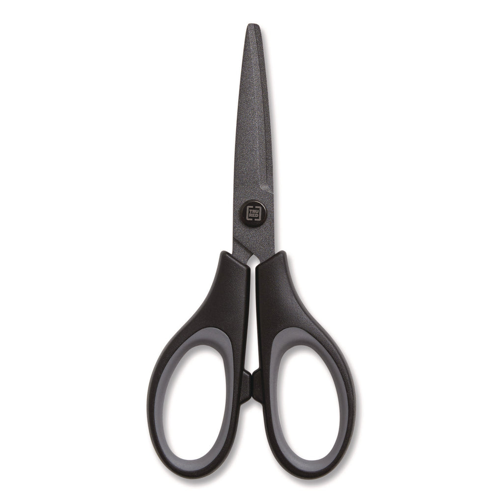 Non-Stick Titanium-Coated Scissors, 5" Long, 2.36" Cut Length, Gun-Metal Gray Blades, Black/Gray Straight Handle