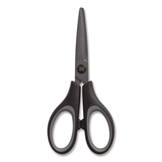 Non-Stick Titanium-Coated Scissors, 5" Long, 2.36" Cut Length, Gun-Metal Gray Blades, Black/Gray Straight Handle