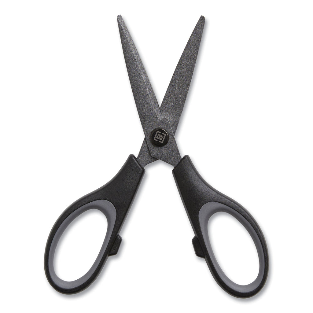 Non-Stick Titanium-Coated Scissors, 5" Long, 2.36" Cut Length, Gun-Metal Gray Blades, Black/Gray Straight Handle