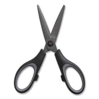 Non-Stick Titanium-Coated Scissors, 5" Long, 2.36" Cut Length, Gun-Metal Gray Blades, Black/Gray Straight Handle