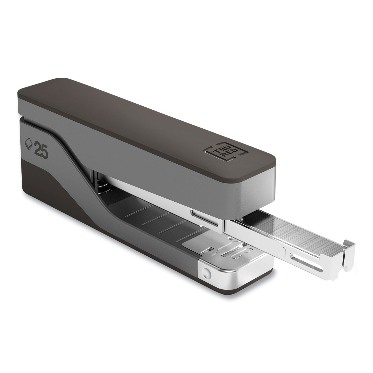 Desktop Aluminum Half Strip Stapler, 25-Sheet Capacity, Gray/Black