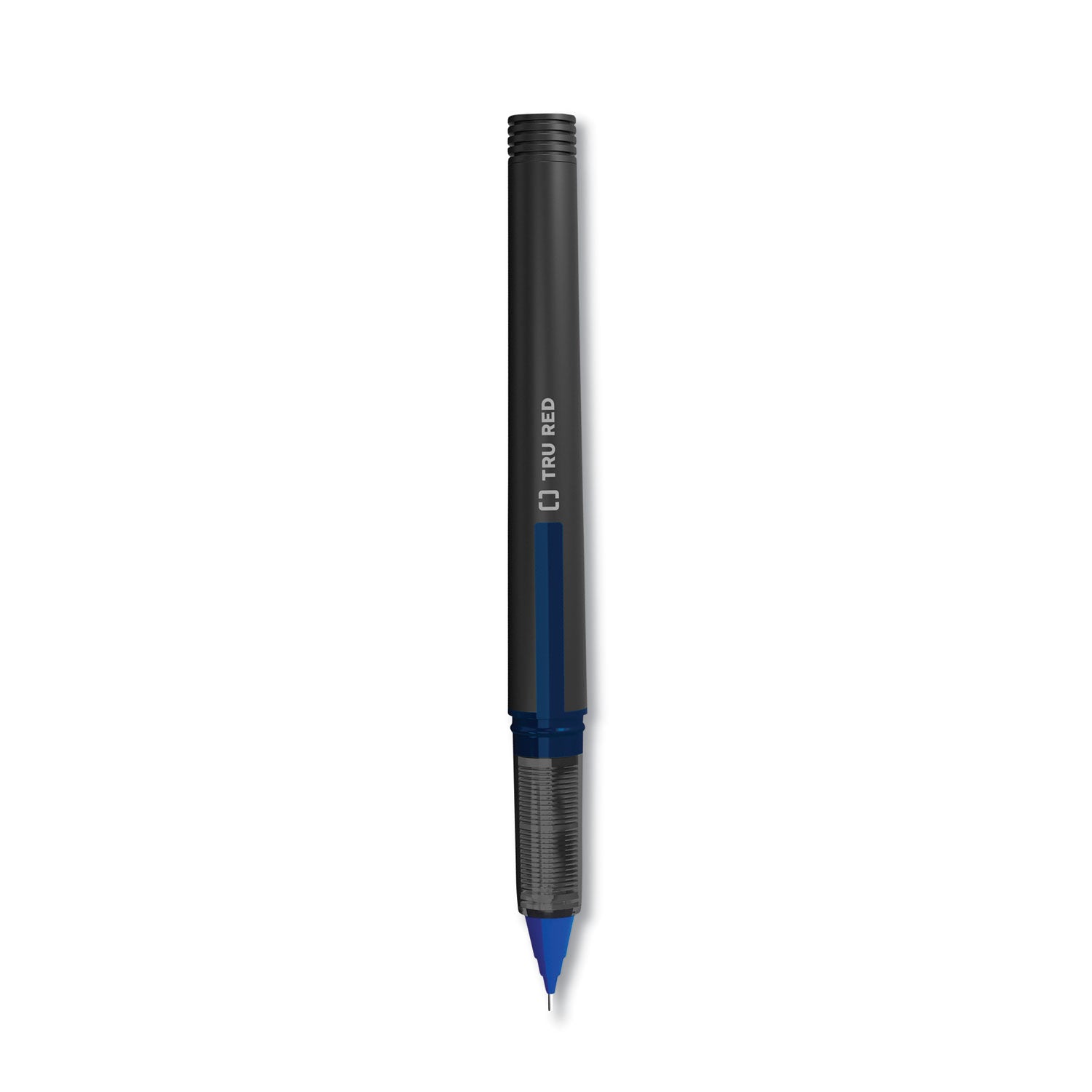 roller-ball-pen-stick-fine-05-mm-needle-tip-blue-ink-black-blue-clear-barrel-dozen_tud24419530 - 1
