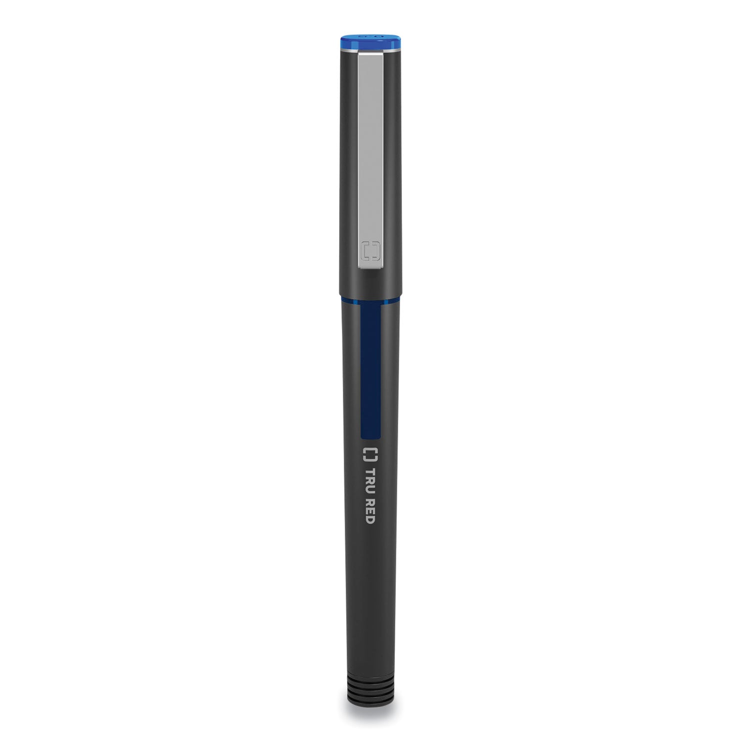 roller-ball-pen-stick-fine-05-mm-needle-tip-blue-ink-black-blue-clear-barrel-dozen_tud24419530 - 2