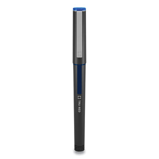 roller-ball-pen-stick-fine-05-mm-needle-tip-blue-ink-black-blue-clear-barrel-dozen_tud24419530 - 2