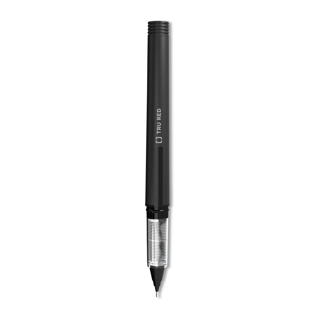 roller-ball-pen-stick-fine-05-mm-needle-tip-black-ink-black-clear-barrel-dozen_tud24419533 - 1