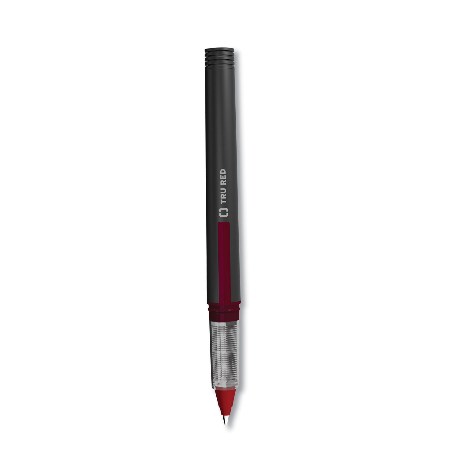 roller-ball-pen-stick-fine-05-mm-red-ink-black-red-clear-barrel-dozen_tud24419534 - 1