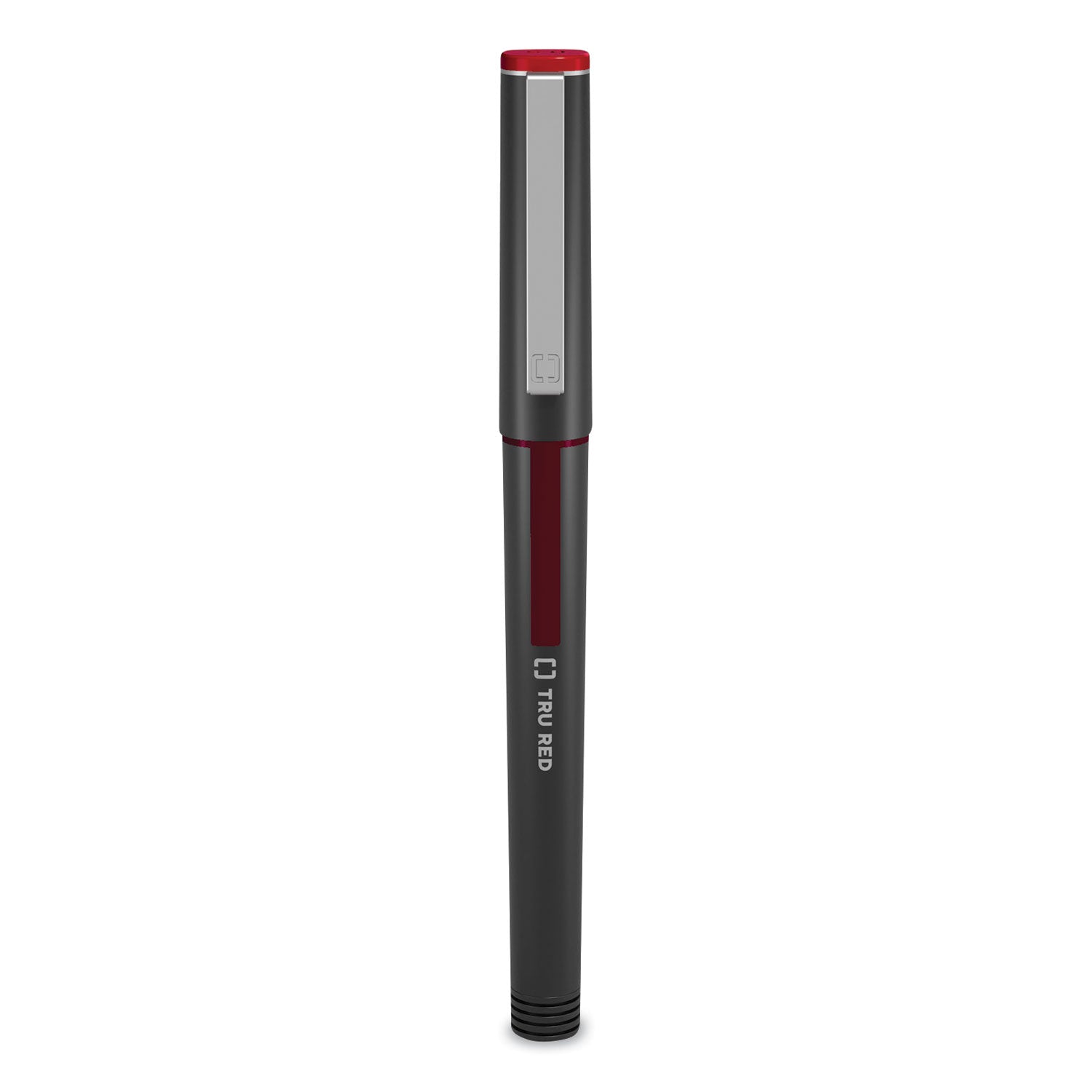 roller-ball-pen-stick-fine-05-mm-red-ink-black-red-clear-barrel-dozen_tud24419534 - 2