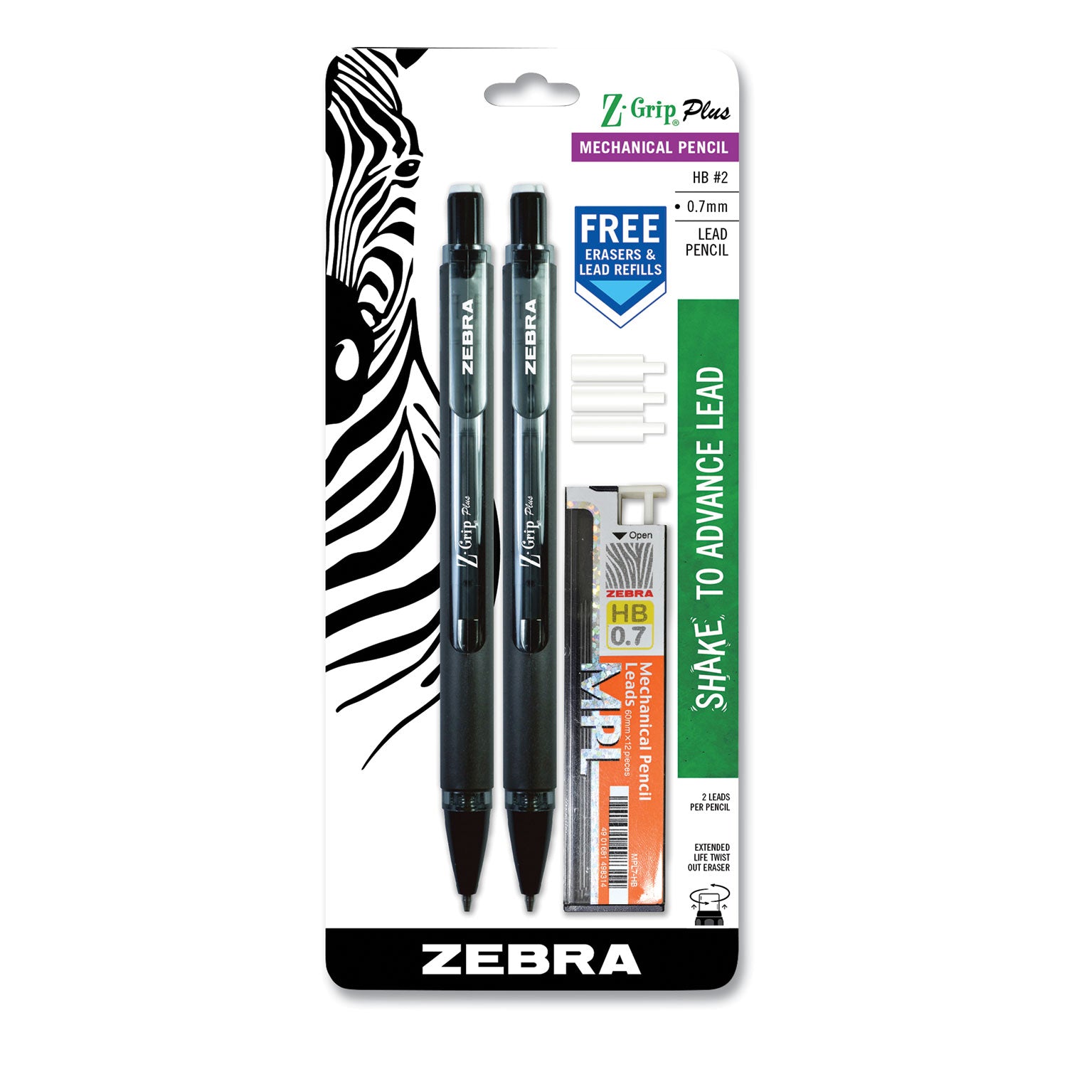 z-grip-plus-mechanical-pencil-07-mm-hb-#2-black-lead-smoke-black-barrel-2-pack_zeb55412 - 1