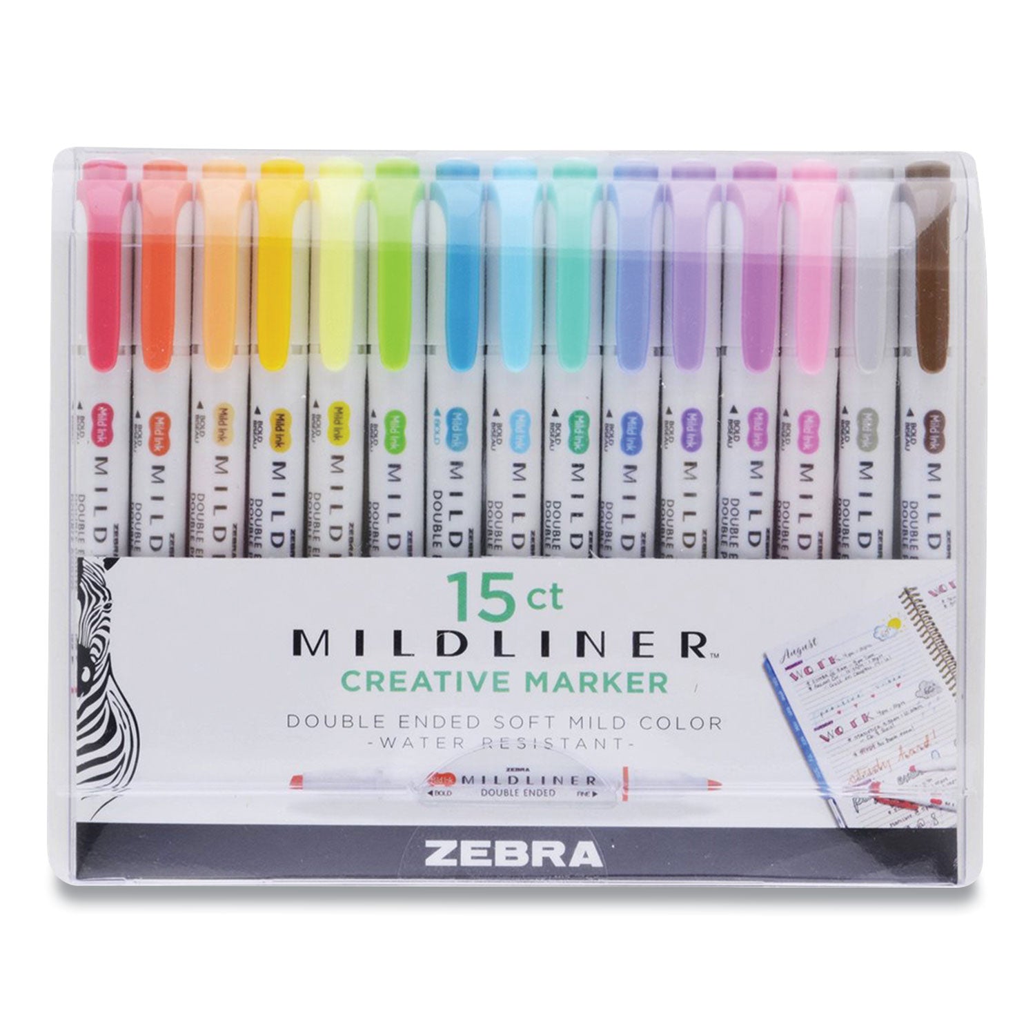 mildliner-double-ended-highlighter-assorted-ink-colors-bold-chisel-fine-bullet-tips-assorted-barrel-colors-15-pack_zeb78115 - 1