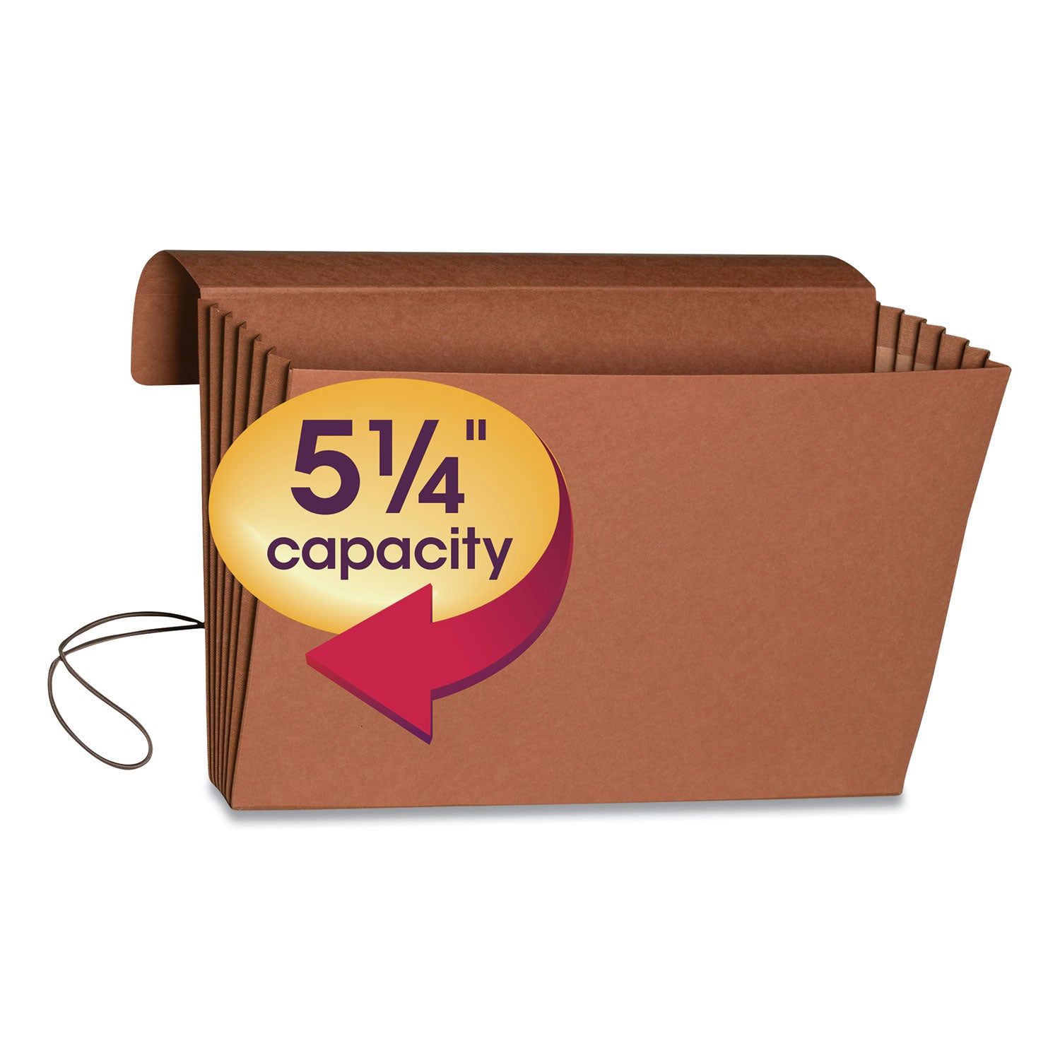 Extra-Wide Expanding Wallets with Elastic Cord, 5.25" Expansion, 1 Section, Elastic Cord Closure, Legal Size, Redrope - 