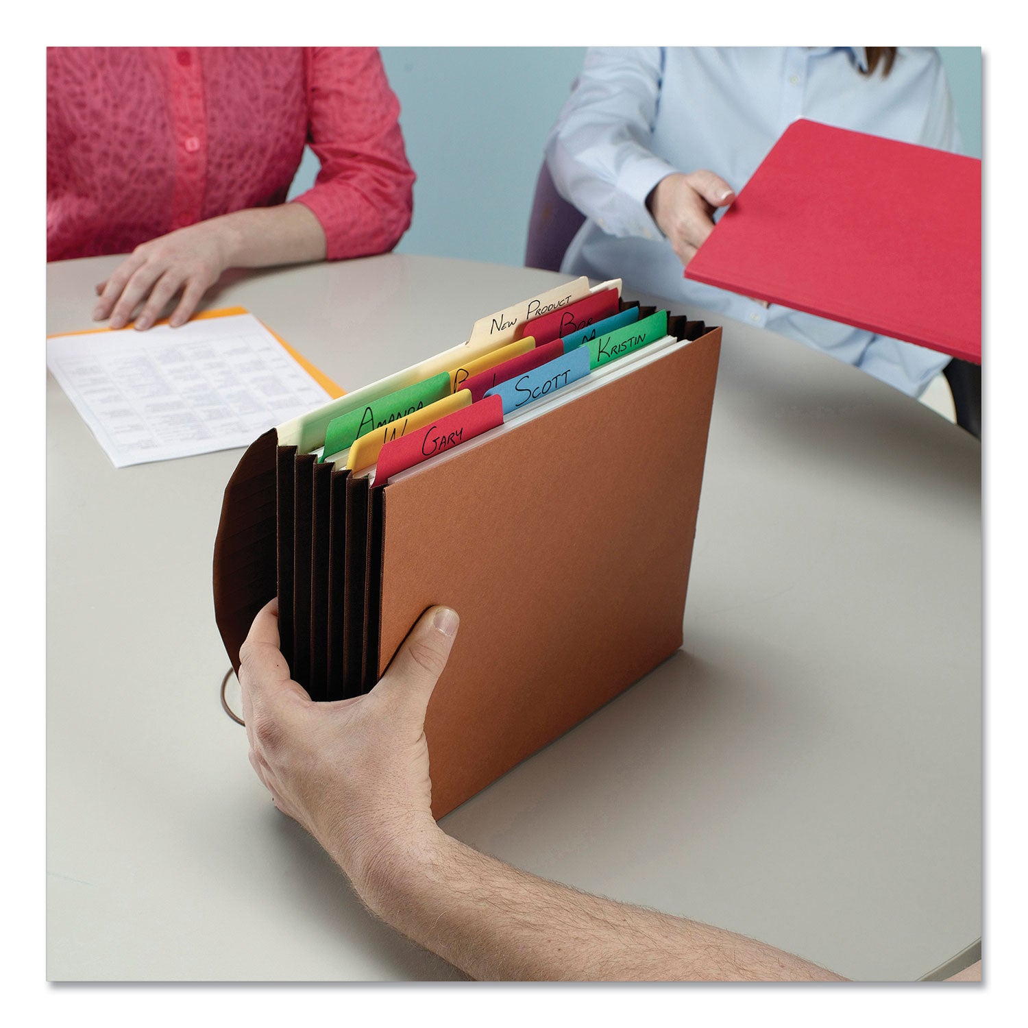 Extra-Wide Expanding Wallets with Elastic Cord, 5.25" Expansion, 1 Section, Elastic Cord Closure, Legal Size, Redrope - 