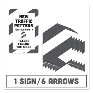 besafe-carpet-decals-new-traffic-pattern-for-your-safety;-please-follow-the-signs-12-x-18-white-gray-7-pack_tab29203 - 1