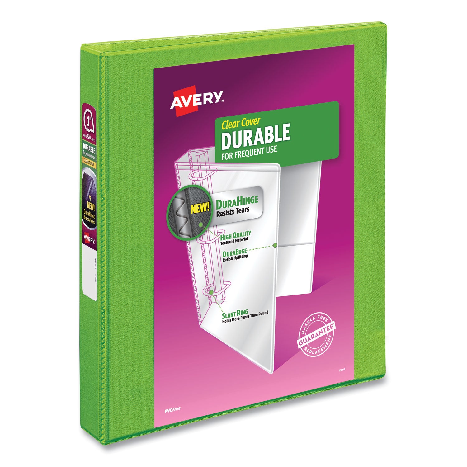 durable-view-binder-with-durahinge-and-slant-rings-3-rings-1-capacity-11-x-85-bright-green_ave34153ea - 1