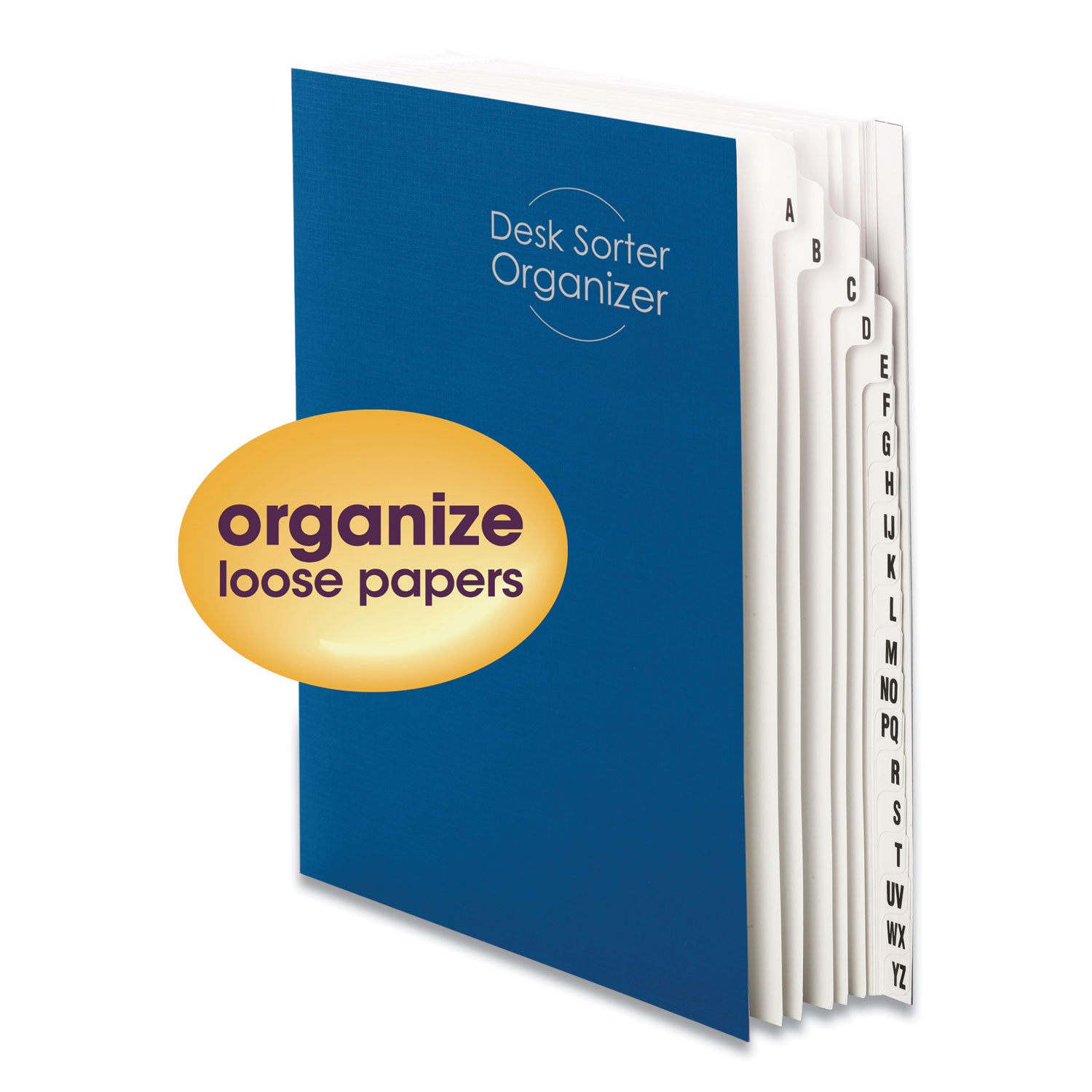 Deluxe Expandable Indexed Desk File/Sorter, Reinforced Tabs, 20 Dividers, Alpha Index, Letter Size, Dark Blue Cover - 