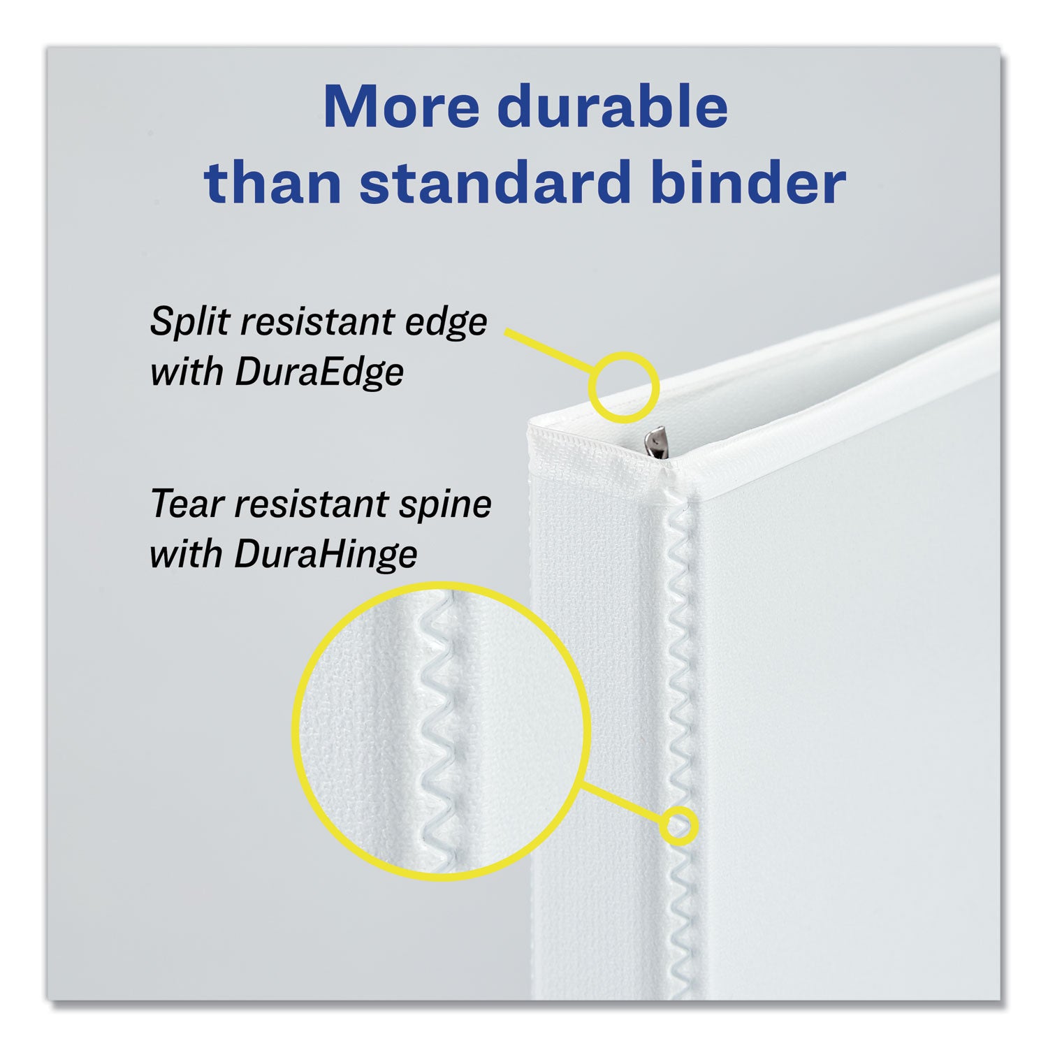 Durable View Binder with DuraHinge and Slant Rings, 3 Rings, 0.5" Capacity, 11 x 8.5, White - 