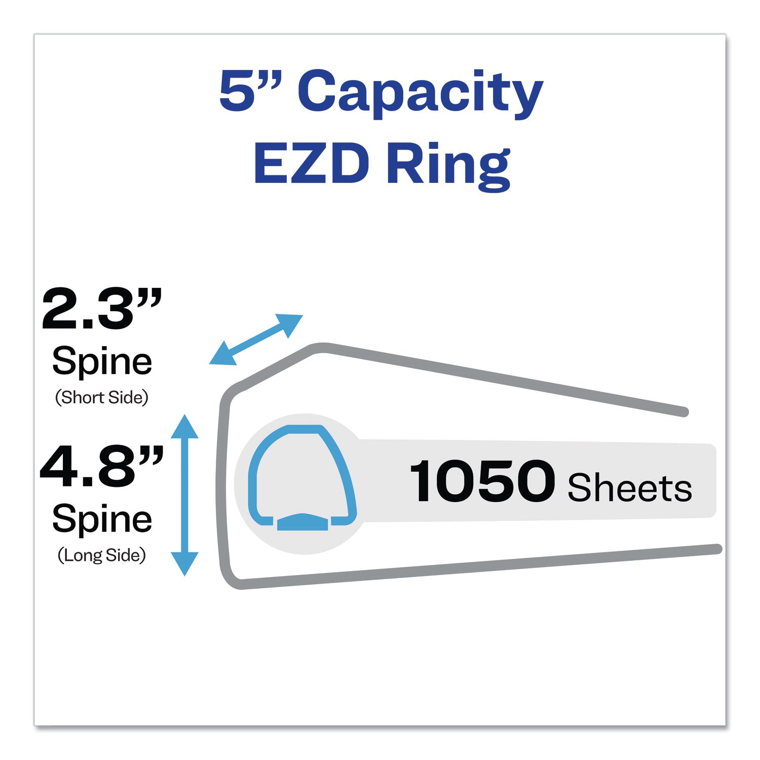 Durable View Binder with DuraHinge and EZD Rings, 3 Rings, 5" Capacity, 11 x 8.5, White, (9901) - 