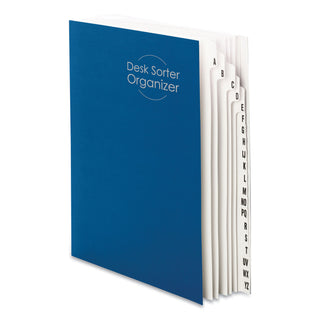 Deluxe Expandable Indexed Desk File/Sorter, Reinforced Tabs, 20 Dividers, Alpha Index, Letter Size, Dark Blue Cover - 