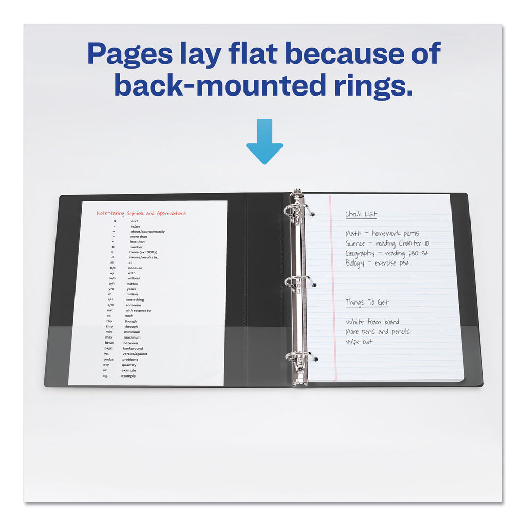 Durable View Binder with DuraHinge and Slant Rings, 3 Rings, 1" Capacity, 11 x 8.5, Black
