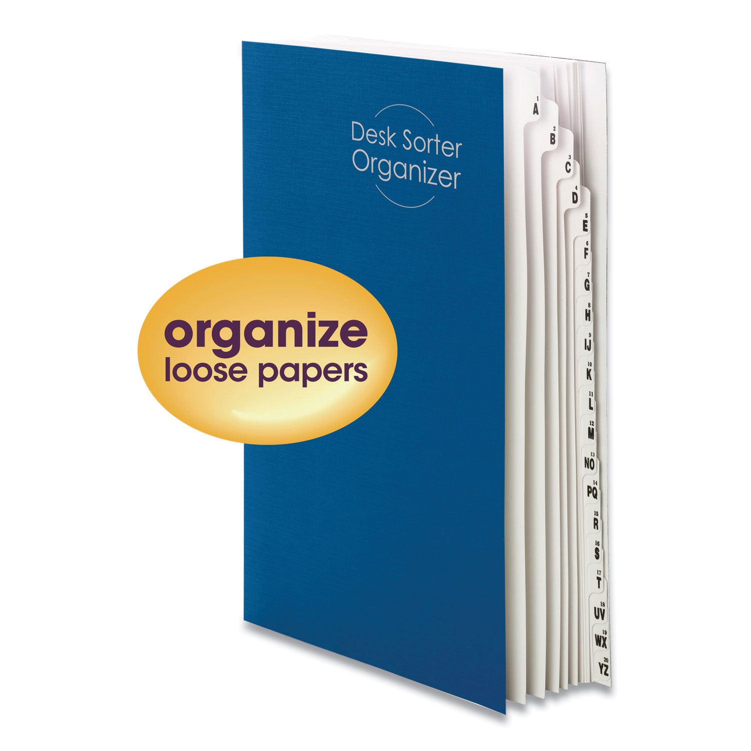 Deluxe Expandable Indexed Desk File/Sorter, Reinforced Tabs, 20 Dividers, Alpha/Numeric Index, Legal Size, Dark Blue Cover - 