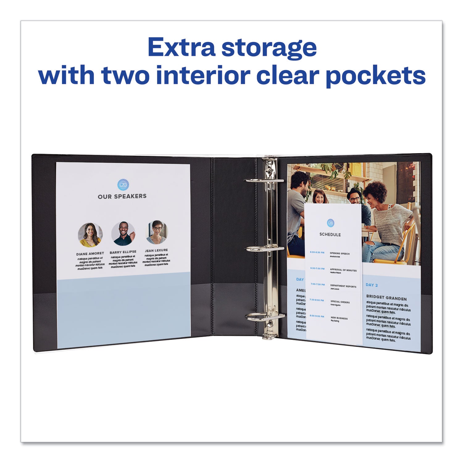 Durable Non-View Binder with DuraHinge and Slant Rings, 3 Rings, 2" Capacity, 11 x 8.5, Blue