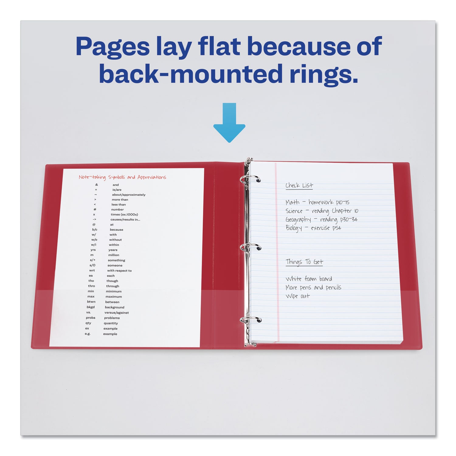 Durable Non-View Binder with DuraHinge and Slant Rings, 3 Rings, 1" Capacity, 11 x 8.5, Red - 