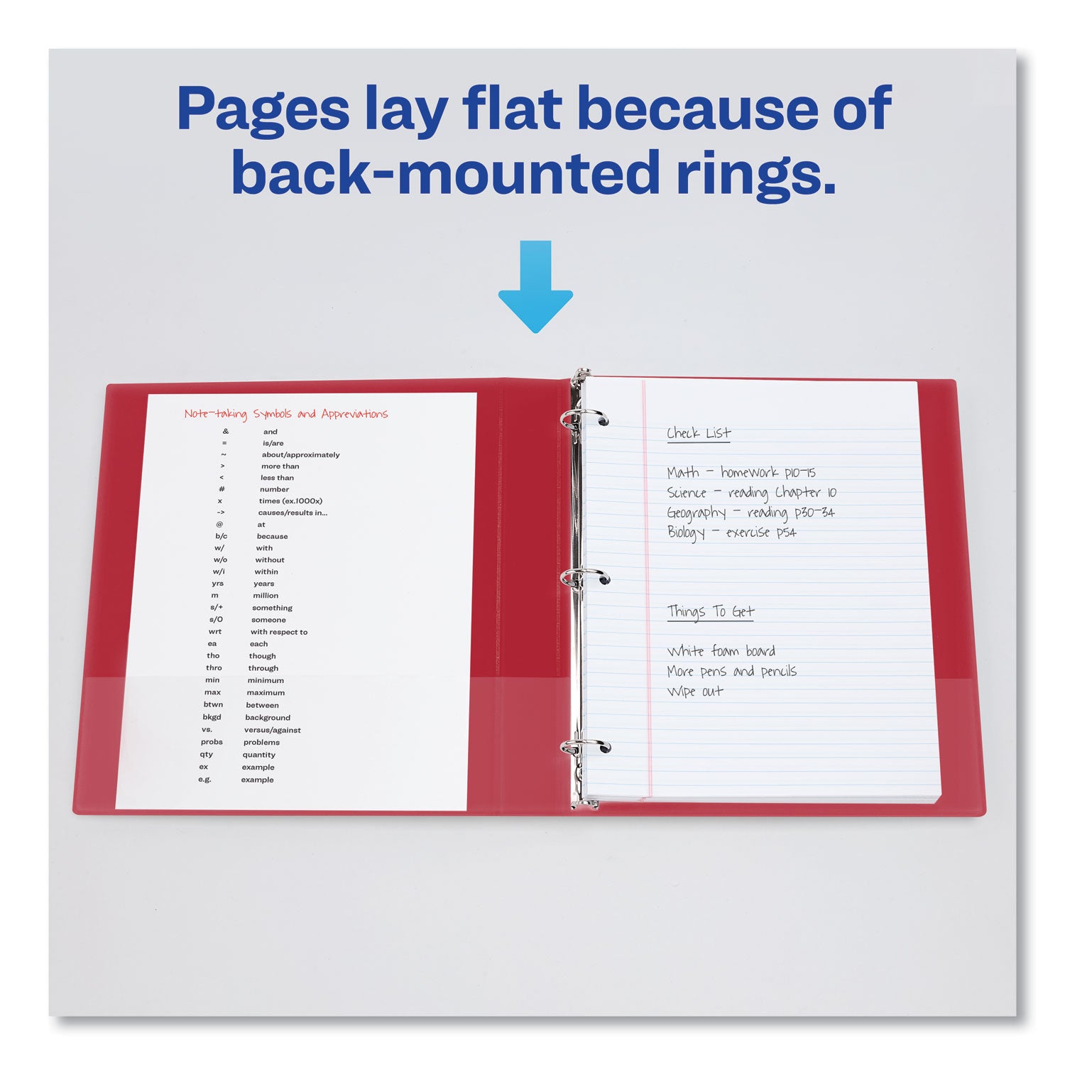 Durable Non-View Binder with DuraHinge and Slant Rings, 3 Rings, 3" Capacity, 11 x 8.5, Red - 