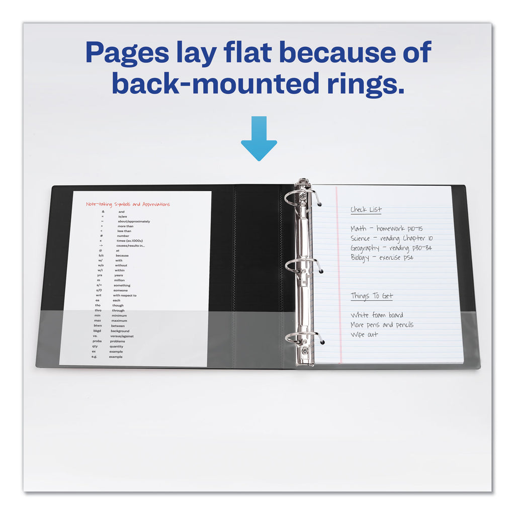 Durable Non-View Binder with DuraHinge and Slant Rings, 3 Rings, 2" Capacity, 11 x 8.5, Black - 