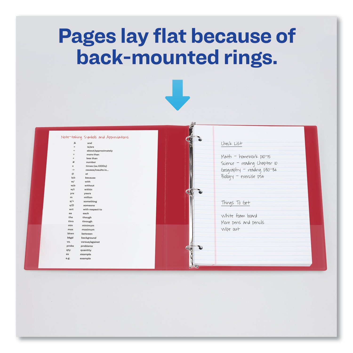 Durable Non-View Binder with DuraHinge and Slant Rings, 3 Rings, 1.5" Capacity, 11 x 8.5, Red - 6