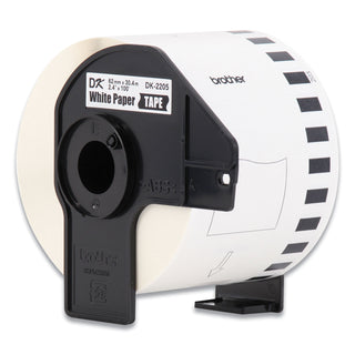 Continuous Paper Label Tape, 2.4" x 100 ft, White, 3 Rolls/Pack