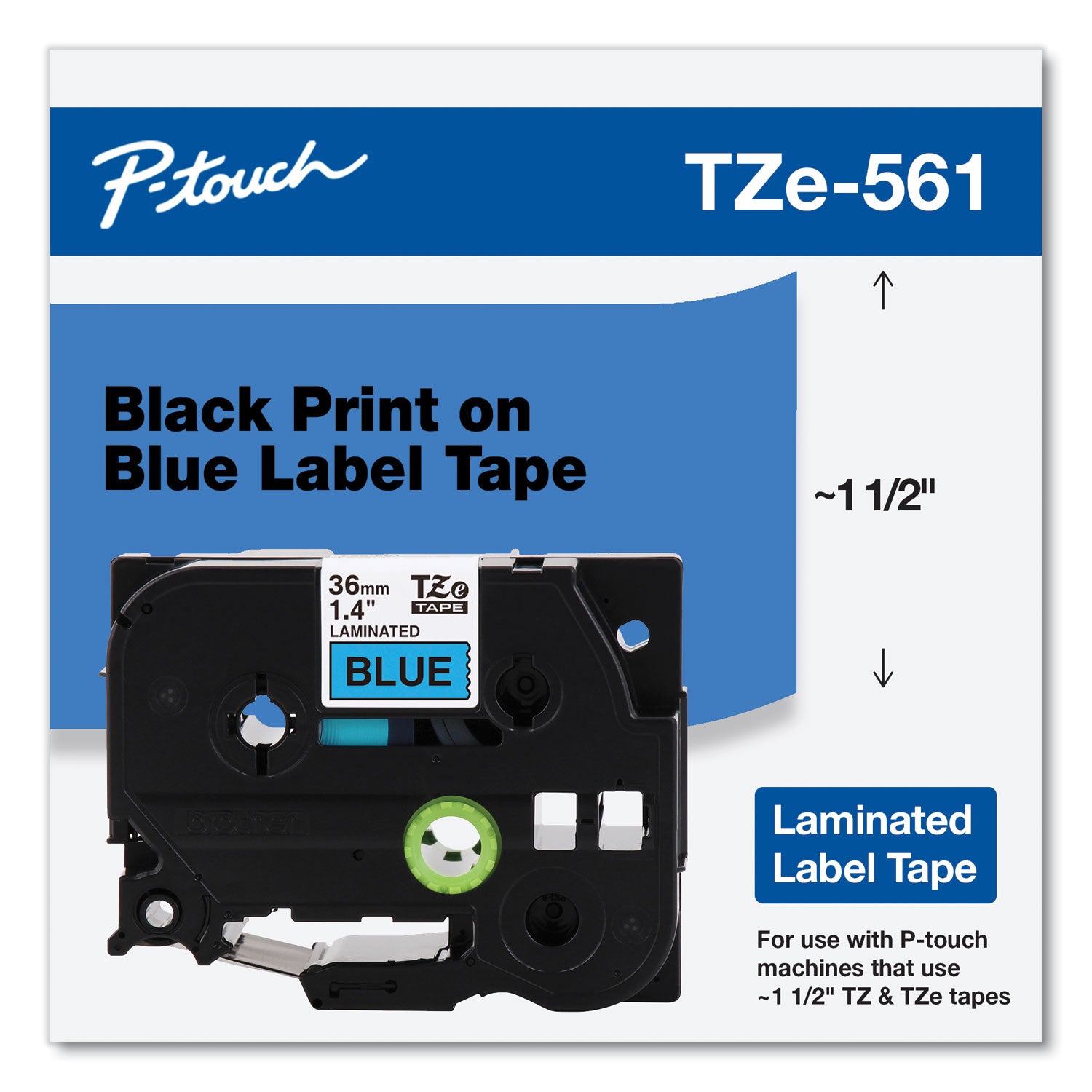 tze-standard-adhesive-laminated-labeling-tape-14-x-262-ft-black-on-blue_brttze561cs - 1