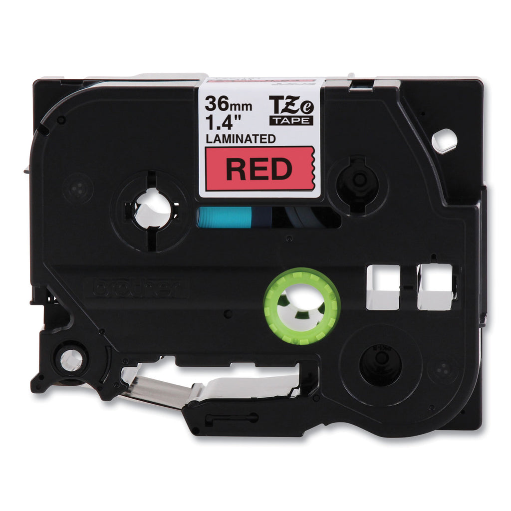 tze-standard-adhesive-laminated-labeling-tape-14-x-262-ft-black-on-red_brttze461cs - 2