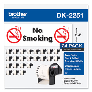 Continuous Paper Label Tape, 2.44 x 50 ft, White, 24 Rolls/Pack