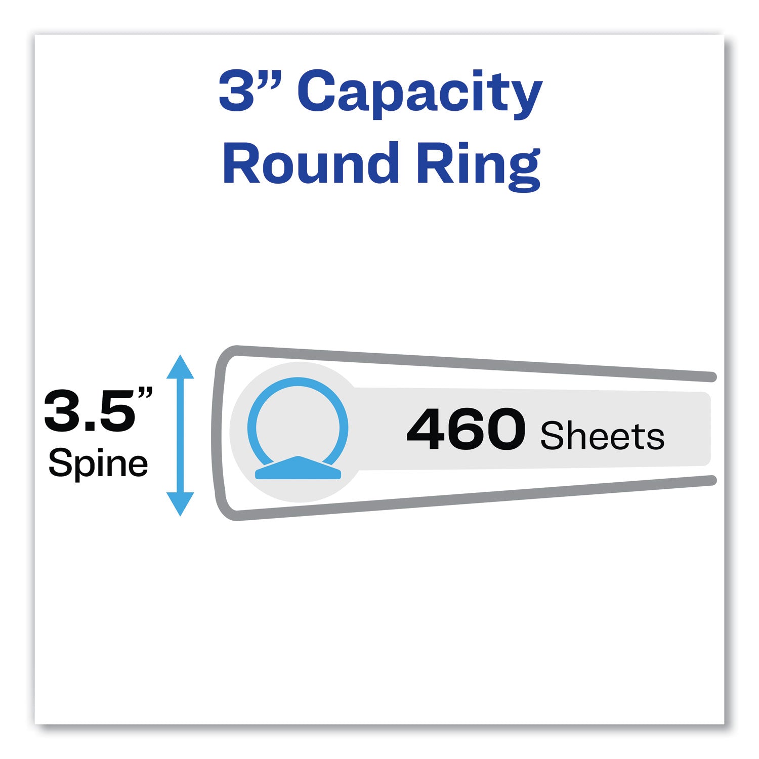 Economy Non-View Binder with Round Rings, 3 Rings, 3" Capacity, 11 x 8.5, Blue, (4600) - 