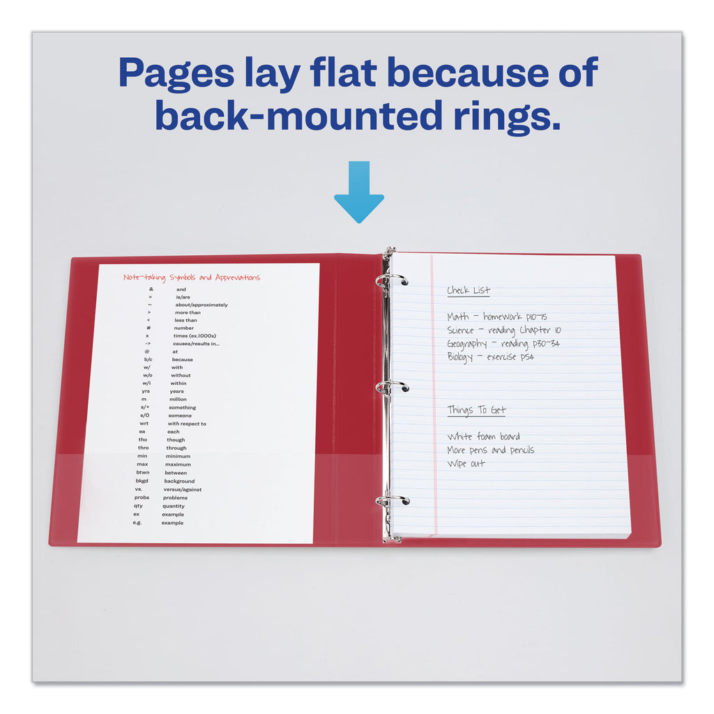 Economy Non-View Binder with Round Rings, 3 Rings, 1" Capacity, 11 x 8.5, Red, (3310)