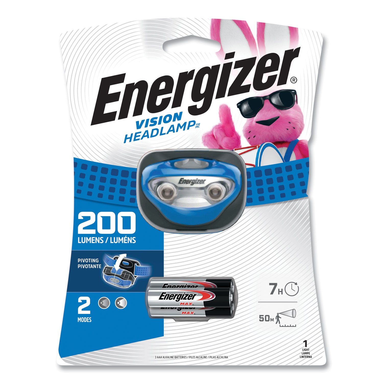 LED Headlight, 3 AAA Batteries (Included), Blue - 