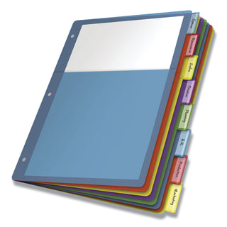 Poly 1-Pocket Index Dividers, 8-Tab, 11 x 8.5, Assorted - 