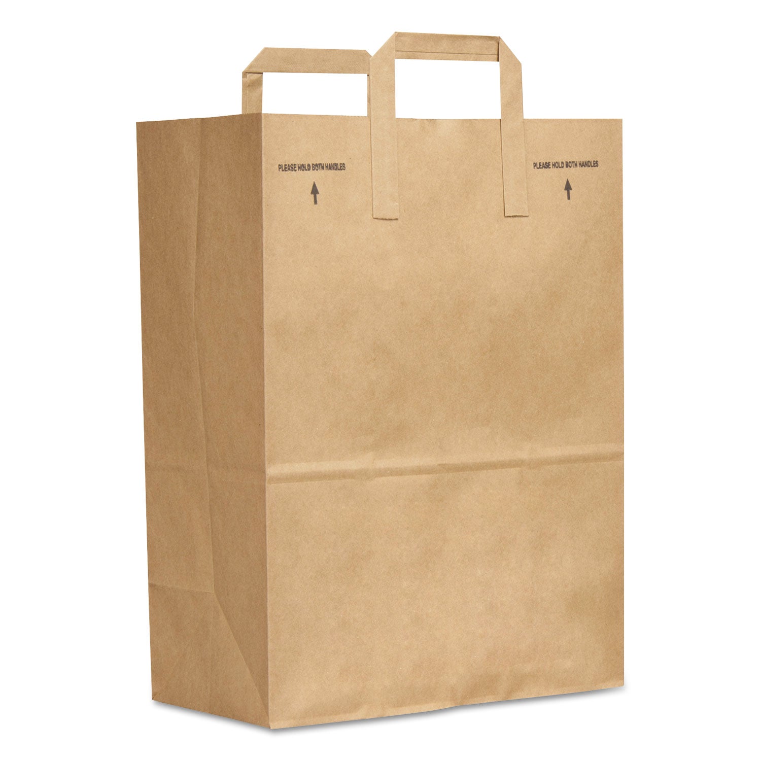 grocery-paper-bags-attached-handle-30-lb-capacity-1-6-bbl-12-x-7-x-17-kraft-300-bags_bagsk1670ez300 - 1