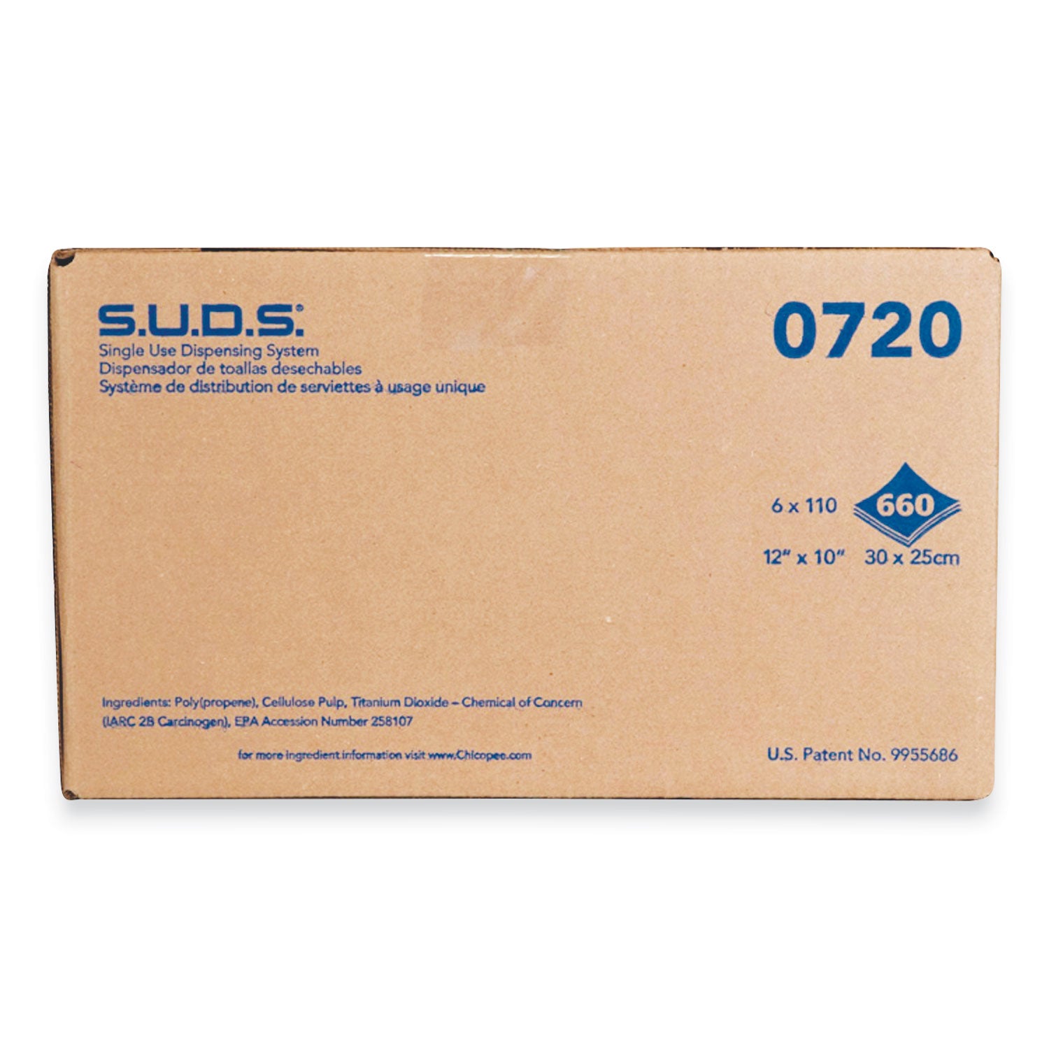 suds-single-use-dispensing-system-towels-for-quat-1-ply-10-x-12-unscented-white-110-roll-6-rolls-carton_chi0720 - 2