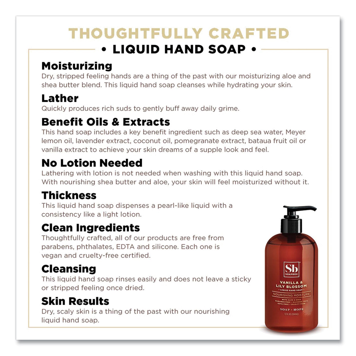 Hand Soap, Vanilla and Lily Blossom, 12 oz Pump Bottle, 3/Box