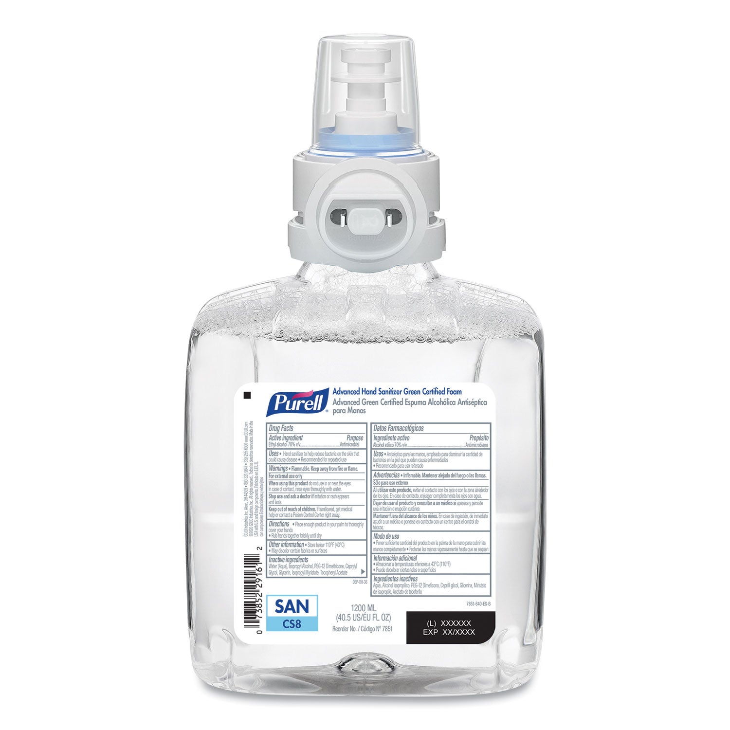 advanced-hand-sanitizer-green-certified-foam-refill-for-cs8-dispensers-1200-ml-fragrance-free-2-carton_goj785102ct - 1