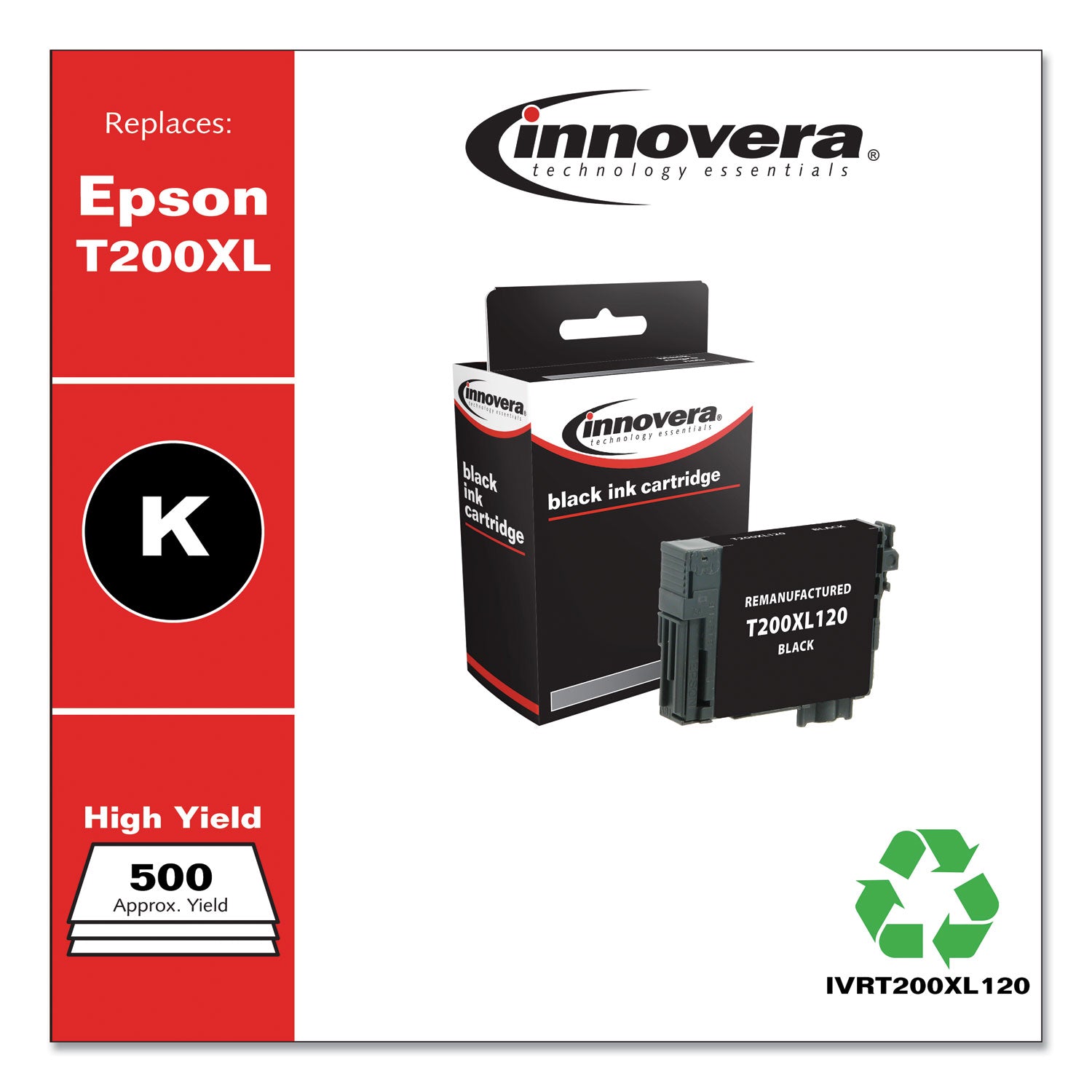 Remanufactured Black High-Yield Ink, Replacement for T200XL (T200XL120), 500 Page-Yield