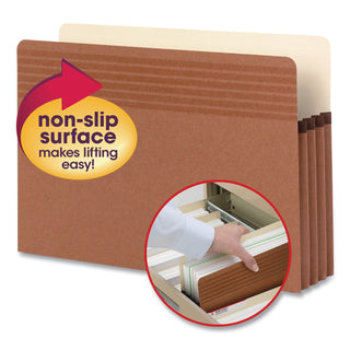 Easy Grip Pockets, 3.5" Expansion, Legal Size, Redrope, 25/Box - 