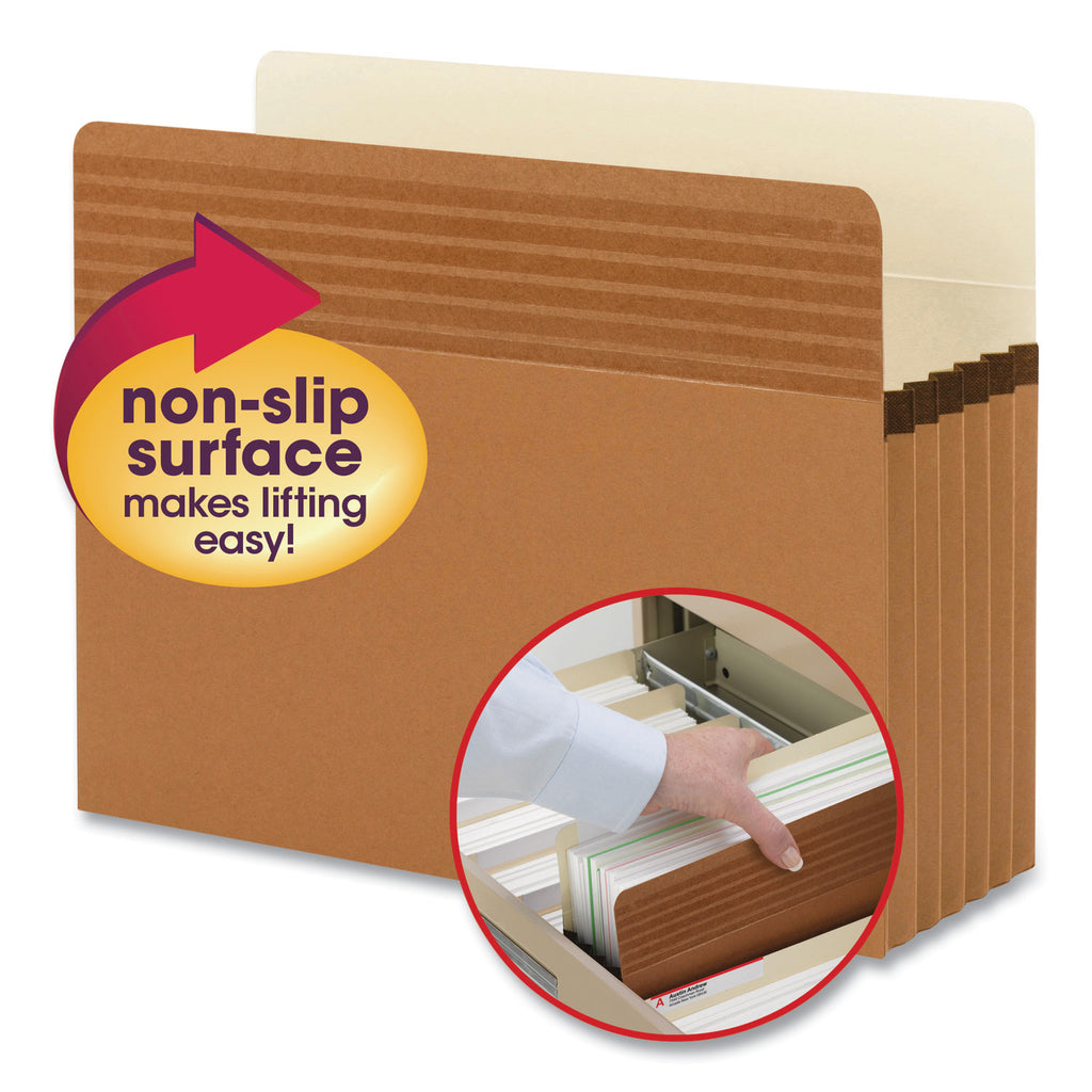 Easy Grip Pockets, 5.25" Expansion, Letter Size, Redrope, 10/Box