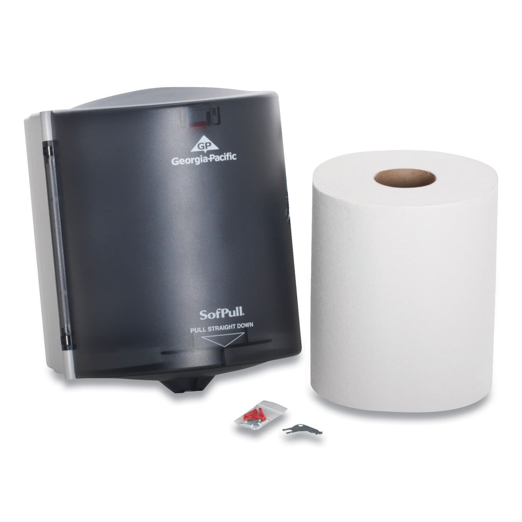 SofPull Center Pull Hand Towel Dispenser, Includes Roll of 320 Centerpull Towels, 9.56 x 9.38 x 12.06, Gray