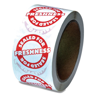 Tamper Seal Label, 2" dia, Red/White, 500/Roll, 4 Rolls/Carton