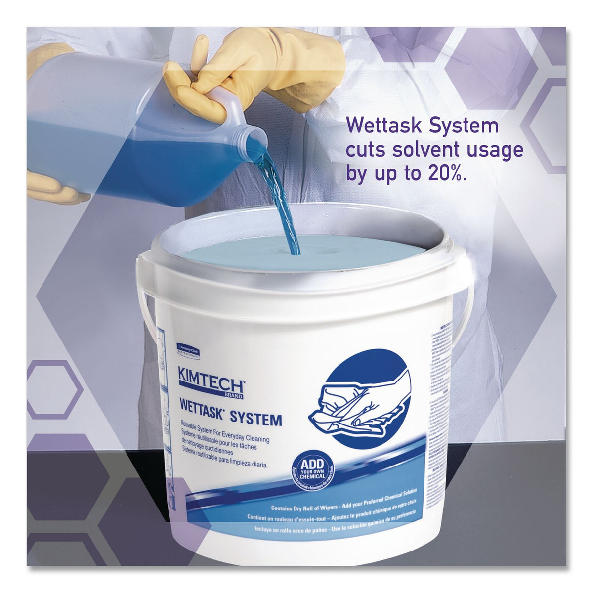 Wypall PowerClean WetTask Wipers for Disinfectants, Sanitizers & Solvents - 12" x 6" - 140 Sheets/Roll - White - Hydroknit - Disinfectant - 1 Rolls Per Bucket - 6 / Carton
