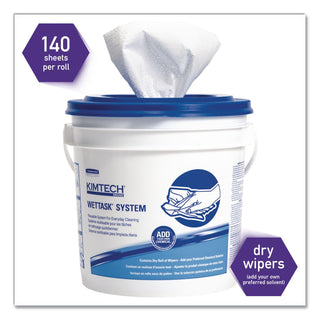 Wypall PowerClean WetTask Wipers for Disinfectants, Sanitizers & Solvents - 12" x 6" - 140 Sheets/Roll - White - Hydroknit - Disinfectant - 1 Rolls Per Bucket - 6 / Carton
